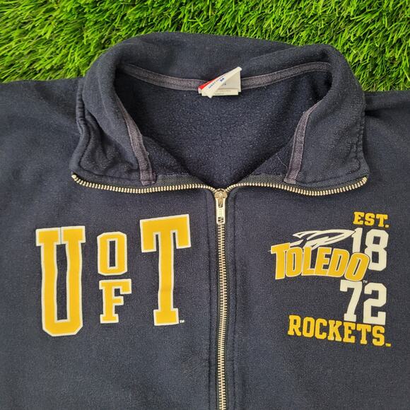 Vintage Y2K Toledo Rockets Zip Sweatshirt Medium 21x24 Baggy Cropped - Picture 11 of 16